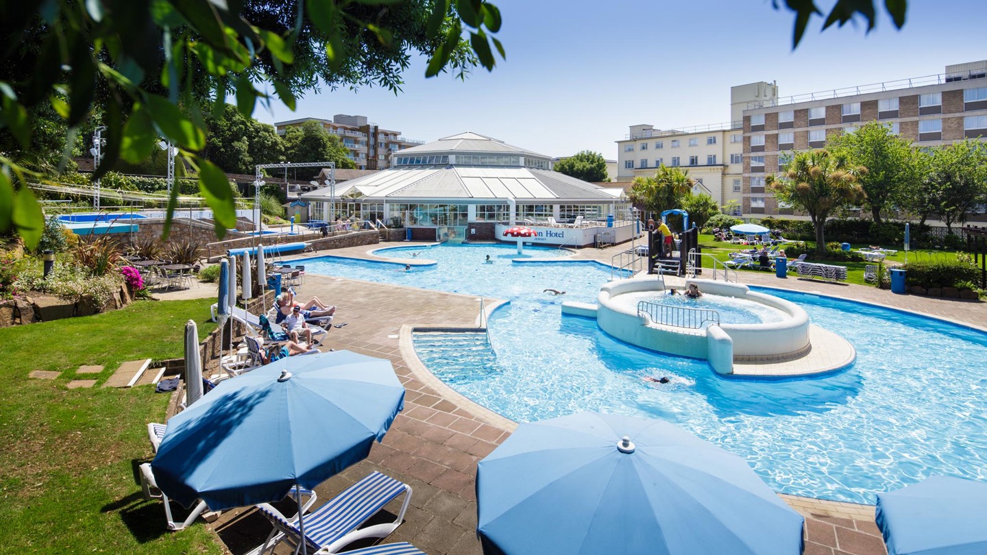 A view of the aquadome's outdoor pool