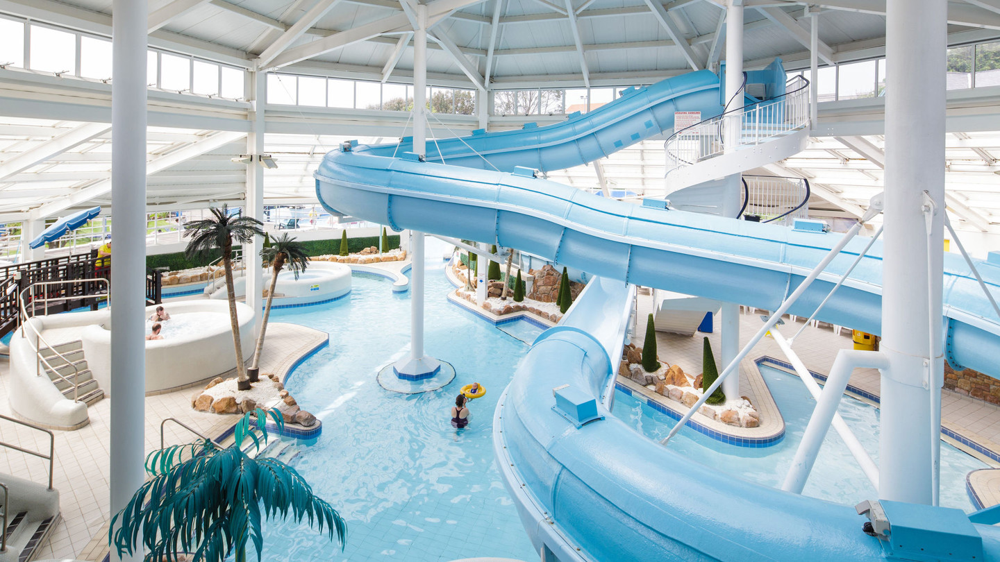 View of the Merton Aquadome slides and pools