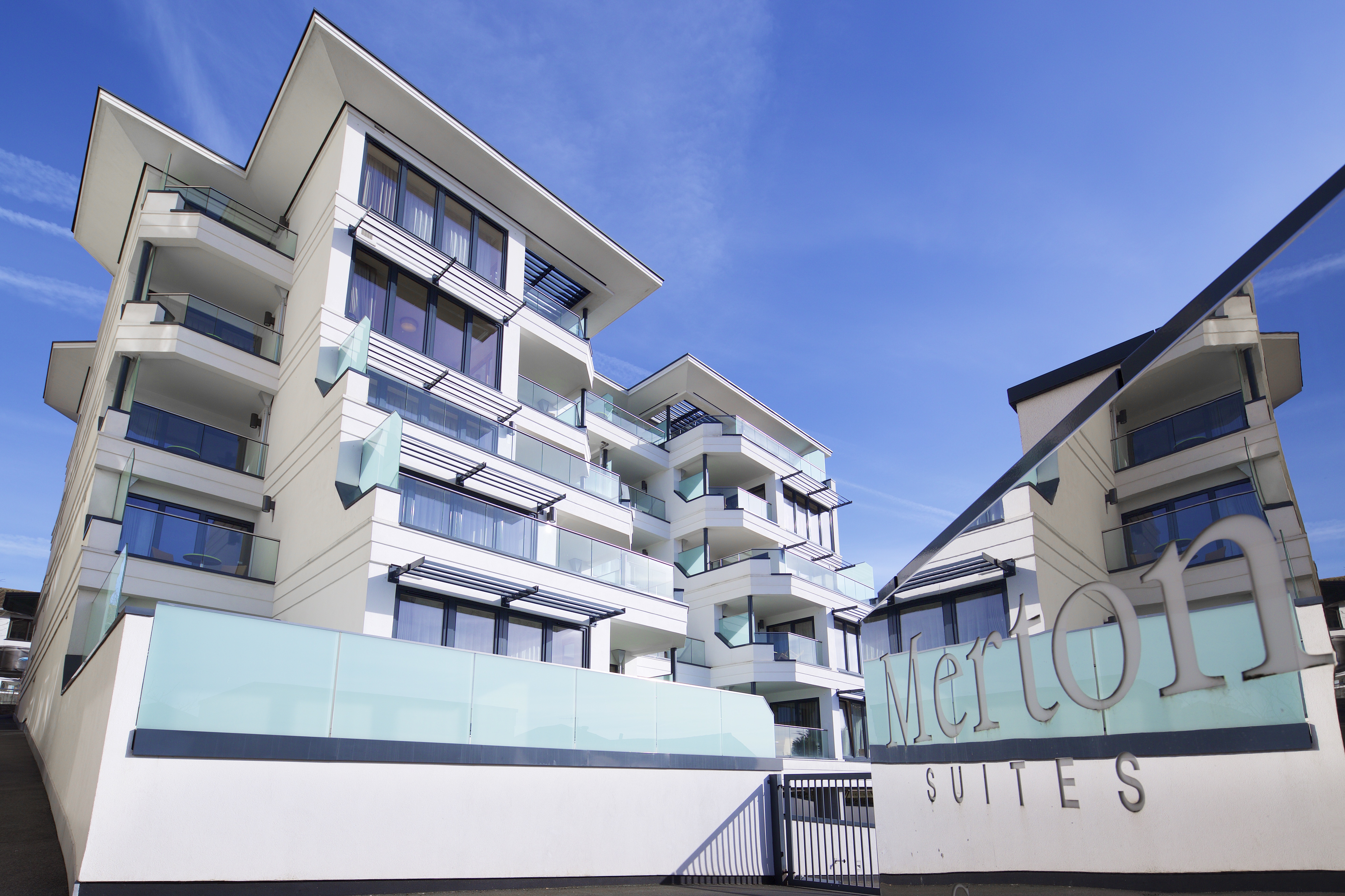 External view of the Merton Suites showing the signage