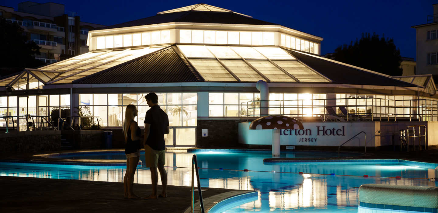 Merton Aquadome. External Dusk Couple